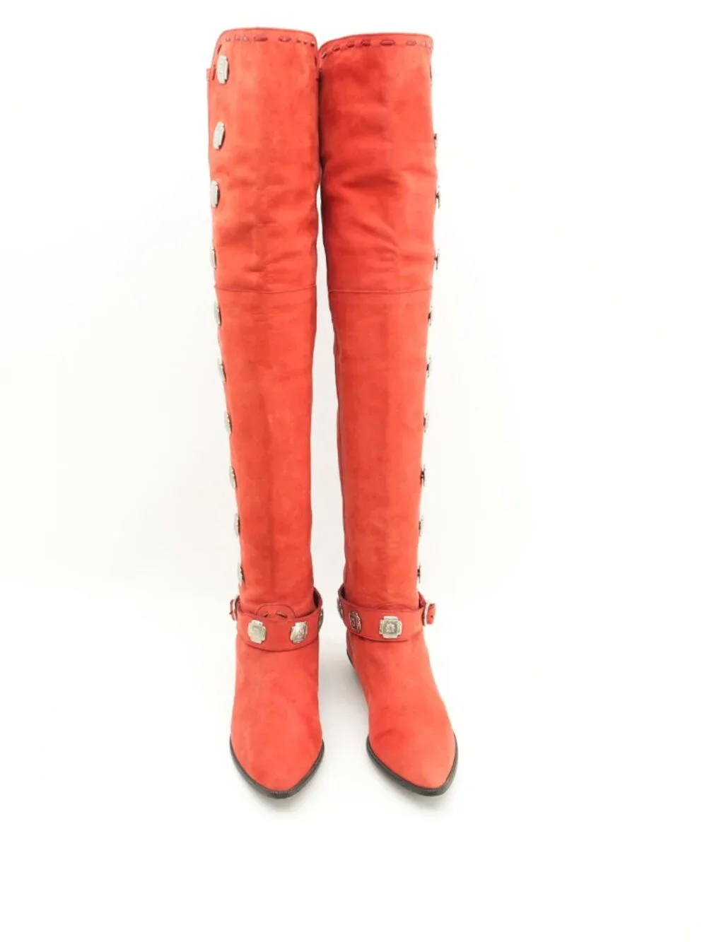 Concho Boots Tall Cowboy Vintage Southwestern OTK Red Western Boots Size 6.5